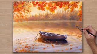 How to Draw Autumn Scenary / Acrylic Painting / STEP BY STEP #91