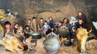 Cow Head Feast: Traditional Kabuli Pulao for a Large Family | Afghanistan village life