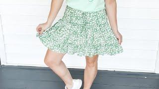 Brynn Green Floral Print Skirt Fit Video | Sisterhood Style Boutique