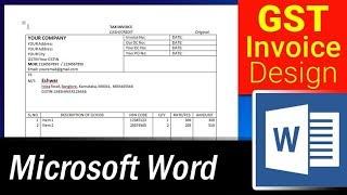 How to design simple GST Invoice format in MS Word - Microsoft Word Tutorial