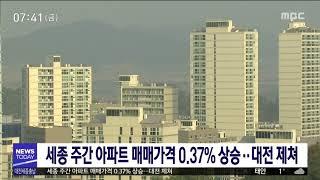 세종 주간 아파트 매매가격 0.37% 상승..대전 제쳐/대전MBC