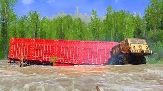 Old truck stuck in dangerous flood - Spintires Mudrunner