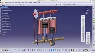 Engine Simulation in CATIA V5 Kinematics | DMU Kinematics | Conecting Rod | Piston | Crank Shaft