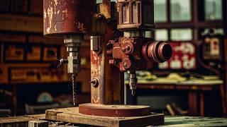 Restoration of a 50 year old Huge Rusty Drill Press. Awesome result!