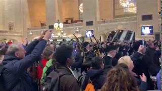 North Lanarkshire Schools Pipe bands at Grand Central Station New York