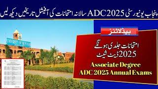 Date of ADC Associate Degree in Commerce 2025 Annual Exams | Punjab University 2025 Exams Date Sheet