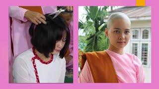 Myanmar Celebrity Shave Her Head Bald on Her Birthday to Become Nun