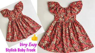 Very Easy Baby Frock Cutting and Stitching | Frill Neck Baby Frock cutting and stitching