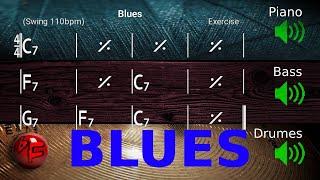 12 Bar Blues in C - Jazz Backing Track / Play-along (110bpm)