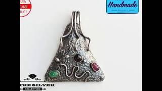Handmade Statement Natural Unique Multi Gem Necklace for Women, Emerald, Ruby, Onyx, Multi Gem