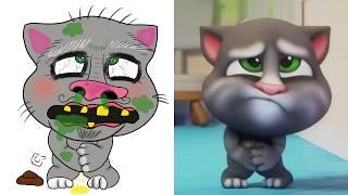 Talking Tom Bathroom Buddy Drawing Meme | Funny Cartoon Videos