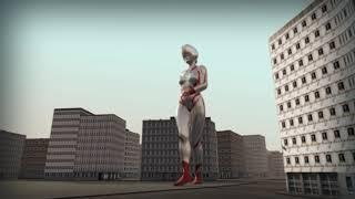 Metal Giant Heroine walking in the city