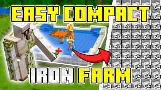 Simple, Compact, MAX RATES Iron Farm For Minecraft Bedrock 1.20