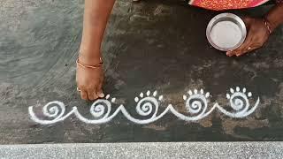 5 Easy daily border rangoli designs/side muggulu#beautiful#new #trending@easymaderangolicreations