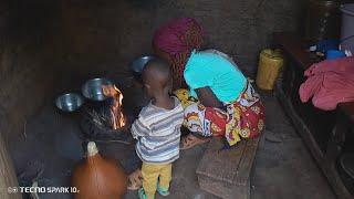 Poor village mother and son cooks the most delicious mixed vegetables for lunch#African life