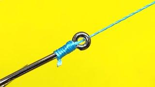 Simple universal fishing knot for any hook. Fishing knot Trombone loop.