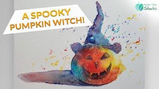 Paint a Spooky Watercolour Pumpkin Witch!