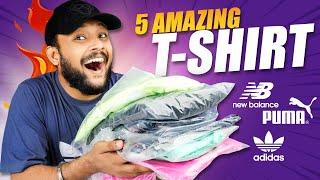 5 BEST BRANDED T-SHIRTS FOR MEN | T-Shirt Haul Review 2022 | New Balance, Puma, Adidas | ONE CHANCE