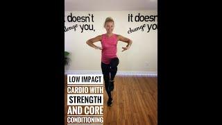 Low Impact (no jumping) tabata-style cardio, strength and core conditioning.