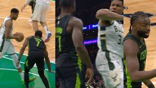 Jaylen Brown calls Giannis too small then has words after Giannis throws elbow 