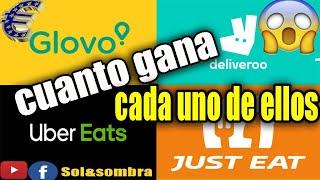 cuanto GANAN los REPARTIDORES en España, GLOVO, UBER, JUST EAT Y DELIVEROO