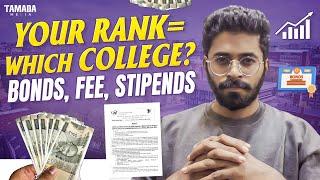 YOUR RANK = WHICH COLLEGE ? | Bond,Fee,Stipends  #neet #neet2024 |Dr.JTM