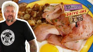 Guy Fieri Eats Awesome Home-Cured Ham at ‘50s Diner | Diners, Drive-Ins and Dives | Food Network