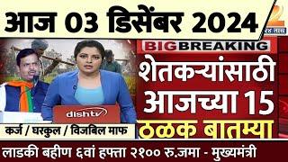 शेतकऱ्यांसाठी आज २४ नोव्हेंबर २०२४ झटपट ठळक बातम्या | पिक विमा मोठी बातमी कापूस कांदा Headlines News