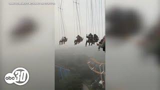 People stuck on ride nearly 250 feet in air at Six Flags Mexico during storm