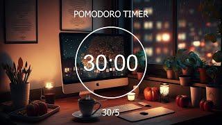 30/5 Pomodoro Timer - Studying At A Cozy Room with Rain Sound • Focus Station