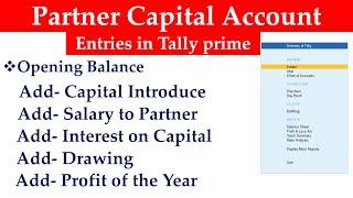 Partner Capital Account Entries in Tally Prime | Partner Capital Account Entries in Tally