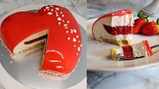 Strawberry and Vanilla Mousse Cake with  Easy Mirror Glaze | Entremet Dessert