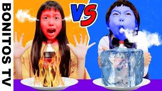 【対決】熱い！vs 冷たい！チャレンジ！HOT vs COLD FOOD CHALLENGE!!    -Bonitos TV- 