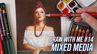 Draw with Me Portrait Photo Study ⭐ Mixed Media Art Process and Tips