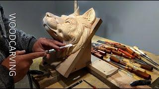 Wood carving Wolf. Резьба по дереву