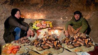 Surviving the Coldest Cave in Afghanistan -63°C | Young Mother Cooking Chicken like 2000 Years Ago