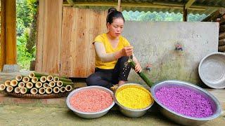 How to make 3-color sticky rice with Bamboo. Take it to the market to sell | Mountain life.