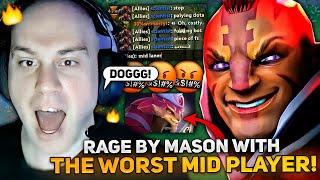 RAGE by MASON with THE WORST MID PLAYER in THIS GAME! | MASAO picked ANTI-MAGE for HIGH MMR!