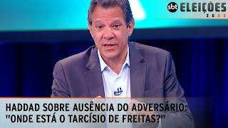 "Onde está o Tarcísio de Freitas?", Haddad critica ausência de adversário em debate