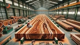 Wood Cutting Skills, Processing Giant Ancient Tree In Extremely Dangerous Factory, Woodworking