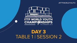 LIVE! | T1 | Day 3 | ITTF World Youth Championships 2024 | Session 2