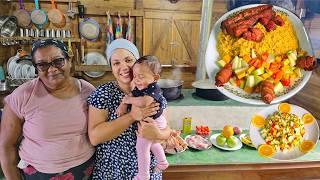 AZERBAIJAN CUISINE FRIED RICE WITH PUMPKIN.Typical Food. Life in the countryside