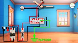 ▶️ Single Room Complete Wiring Connection Diagram // Electrical 3D Animation @dusmantatechidea