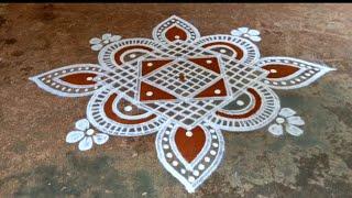 Aani Matham Special//5×1// flowers padi Kollam Pandaga Muggulu Kalpana's Lifestyle Easy Rangoli//01