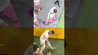 Cristiano Ronaldo and Messi reaction to their team flag