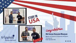 "Success Story: Imran Hossain Bhuiyan's Journey to Getting a US F1 Student Visa with Tripploy!"