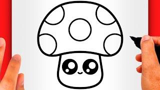 HOW TO DRAW A MUSHROOM (EASY) - Cute Mushroom Drawing (EASY)