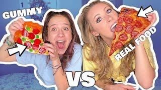 GUMMY VS REAL FOOD CHALLENGE! 🪱 KAYLA VS KALLI