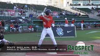 Matt McLain prospect video, SS, Arnold O  Beckman High School Class of 2018