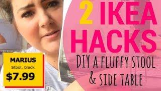 Ikea Hacks - Marius Stool made into Side table and Fluffy Stool - by Emma May DIY